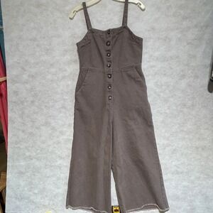 Wishlist Jeans Brown Cotton Button Front Wide Leg Jumpsuit WL18-0909 Womens S